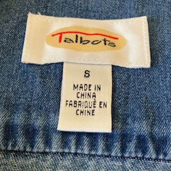 Vintage Denim Jean Jacket Bomber Jacket Boho Chic Classic Talbots - Picture 5 of 8